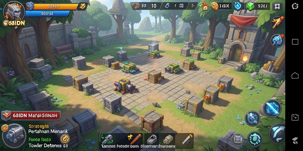 Tampilan gameplay menarik dari 68IDN Tower Defense.