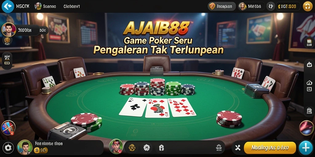 Menampilkan aksi seru dalam gameplay poker di AJAIB88.
