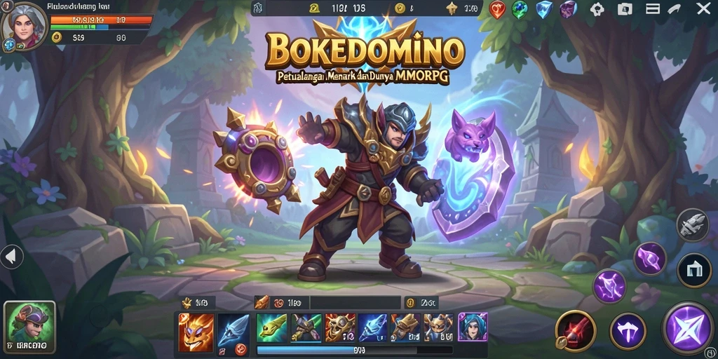 Screenshot gameplay BOKEDOMINO menampilkan aksi pertempuran seru dalam dunia MMORPG.