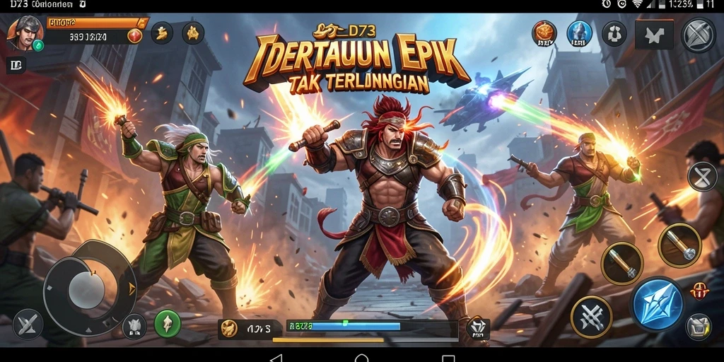 Tampilan seru gameplay D73 dengan pertarungan yang mendebarkan.