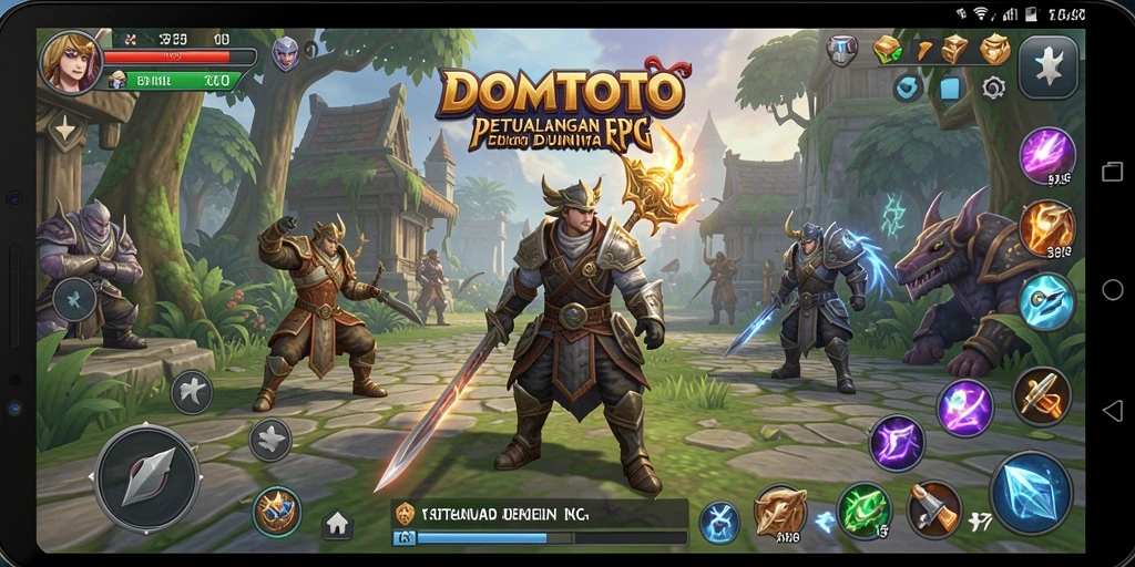 Screenshot utama DOMTOTO menampilkan aksi seru dalam permainan RPG.