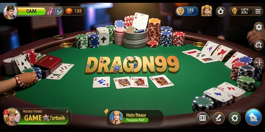 Tampilan gameplay seru DRAGON99 yang menampilkan aksi Poker.