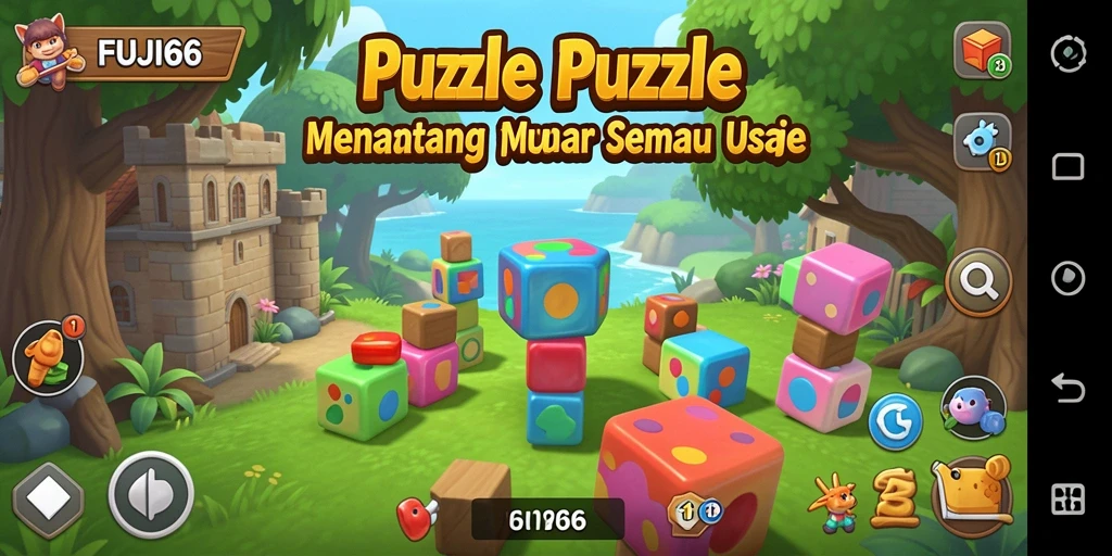 Tampilan gameplay menantang dari game Puzzle FUJI66.