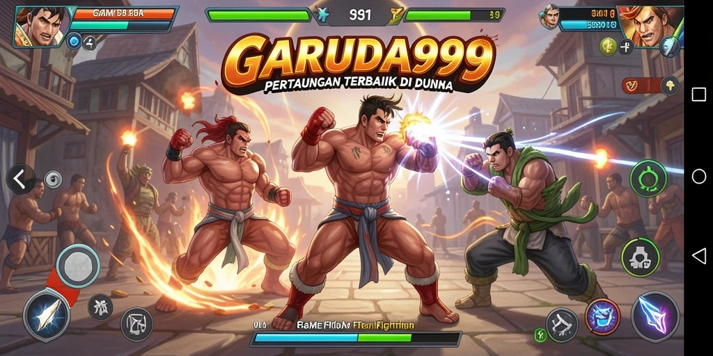 Tampilan seru dari pertarungan GARUDA999 dengan karakter yang kuat.