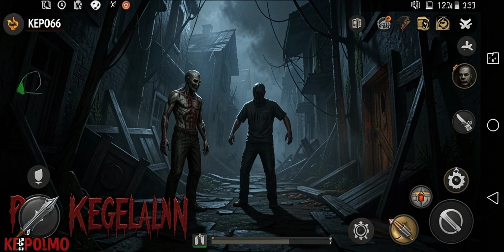 Tangkapan layar dari gameplay KEPO66 yang menampilkan suasana mencekam dan penuh ketegangan.