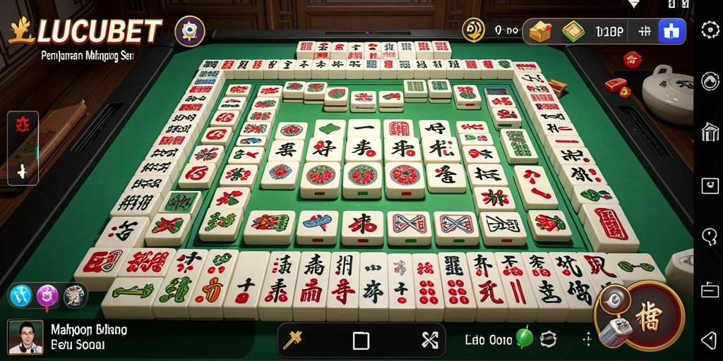 Tampilan permainan LUCUBET yang menampilkan level Mahjong yang menarik.
