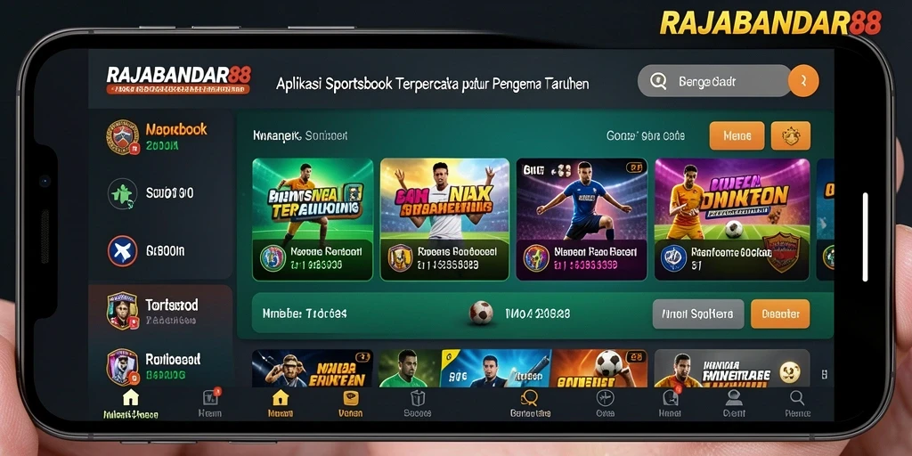 Tampilan antarmuka <strong>RAJABANDAR88</strong> yang menarik dan informatif untuk taruhan olahraga.