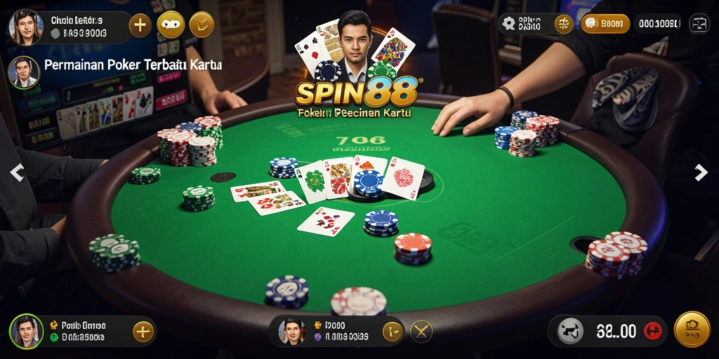 Tampilan grafik menarik dari gameplay Poker yang mendebarkan.
